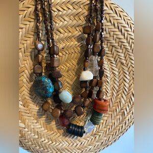 Chico's Brown and Turquoise Beaded Necklace